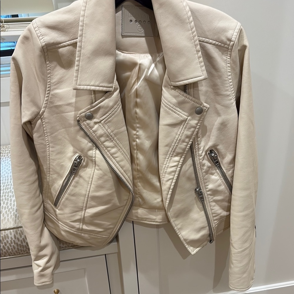 Blank NYC Cream Faux Leather Moto Jacket